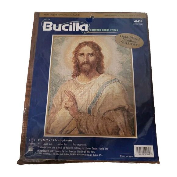 Bucilla 42434 Jesus Christ’s Image 11x14” Counted Cross Stitch Kit 1999 NOS VTG - Picture 1 of 8